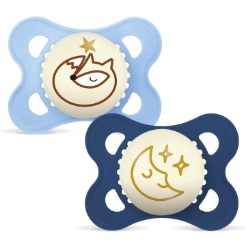   Mam Original Night szilikon nyugtató cumi 2-6 hó 2db - kék róka/kék hold 