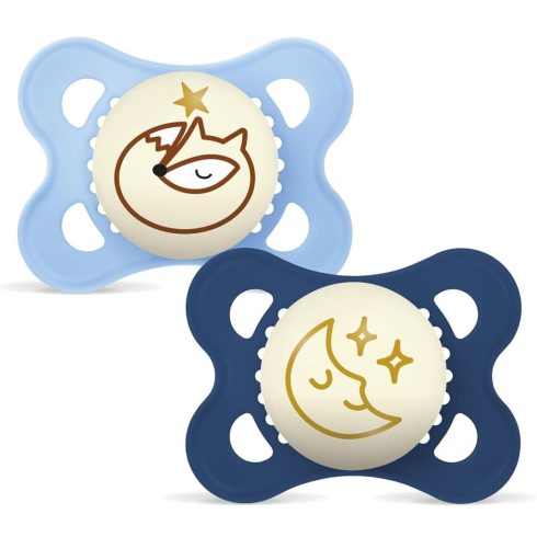Mam Original Night szilikon nyugtató cumi 2-6 hó 2db - kék róka/kék hold 
