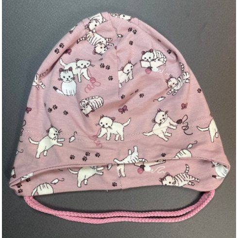 Minimanó Pamut kötős sapka (40) - Cica Mintás Rózsaszín