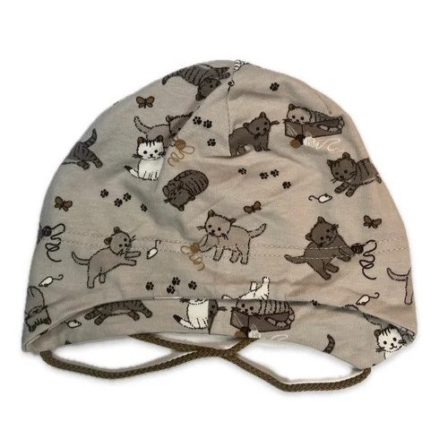 Minimanó Pamut kötős sapka (40) - Cica Mintás Bézs