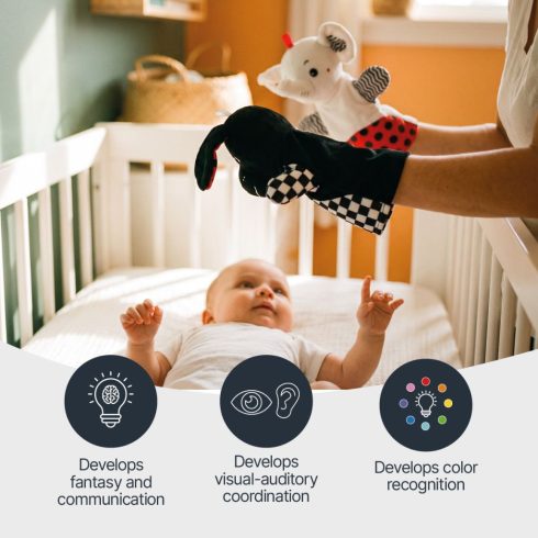 Zopa Kontrasztos fejlesztő kesztyűbáb - Dog