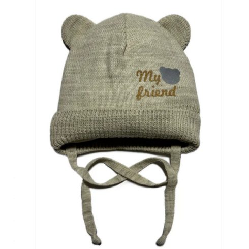 Minimanó Kötős Macifüles Fiú Kötött Sapka (36-38) - Bézs