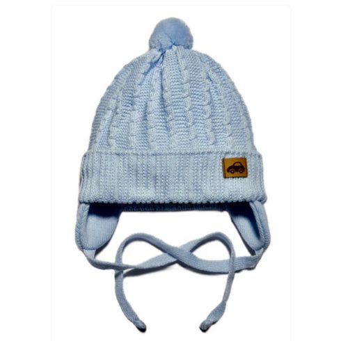 Minimanó Kötős Autó Mintás Fiú Kötött Sapka (40-42) - kék autó 