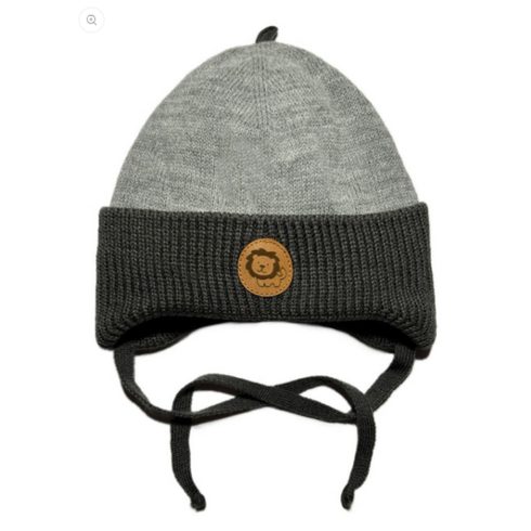 Minimanó Kötős Oroszlán Mintás Fiú Kötött Sapka (40-42) - Szürke