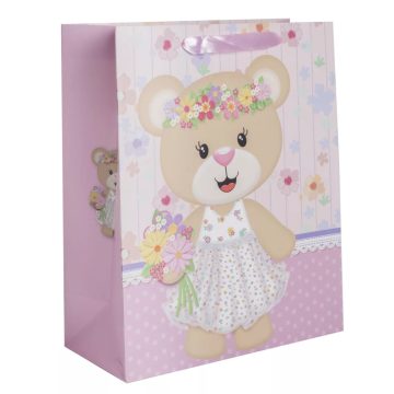 Ajándéktasak Macilány virágos 26x32 cm