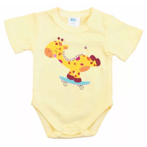 Rövid ujjú baba body - sárga zsiráf (56)