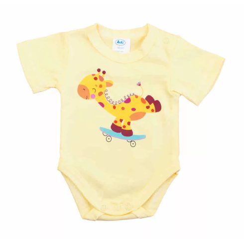 Rövid ujjú baba body - sárga zsiráf (56)