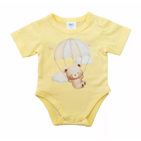 Rövid ujjú baba body sárga maci (62)