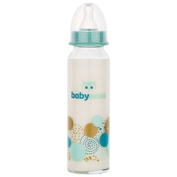  Baby-Nova üveg cumisüveg 240 ml 0-24hó szilikon cumival M-es - kék