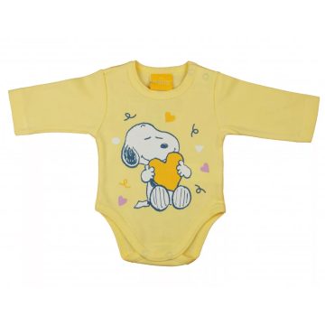 Hosszú ujjú baba body Snoopy mintával  (68) - sárga