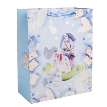 Ajándéktasak kék hintaló 26x32 cm