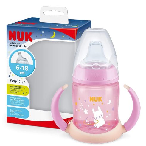 NUK 150ml First Choice Night tanulópohár 6+ rózsaszín nyuszi
