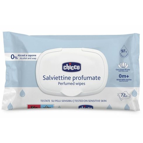 Chicco Lótuszvizes illatos törlőkendő kemény fedéllel 72db érzékeny bőrre 0h+
