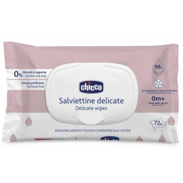   Chicco Delikát illatmentes törlőkendő keményfedéllel 72 db illatmentes érzékeny bőrre 0h+