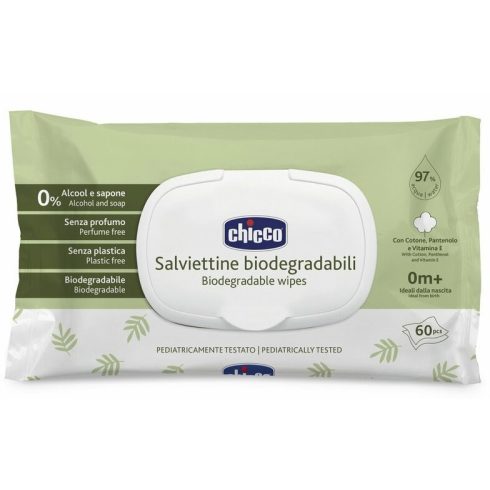 Chicco Törlőkendő Biológiailag lebomló 60 db illatmentes 0h+