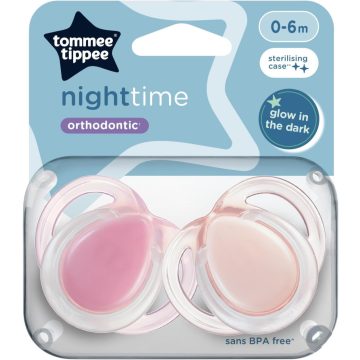   Tommee Tippee Night Time játszócumi 0-6 hó 2 db - rózsaszín