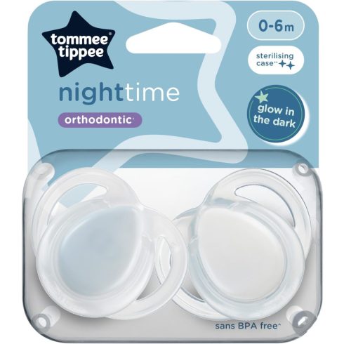 Tommee Tippee Night Time játszócumi 0-6 hó 2 db - fehér/szürke