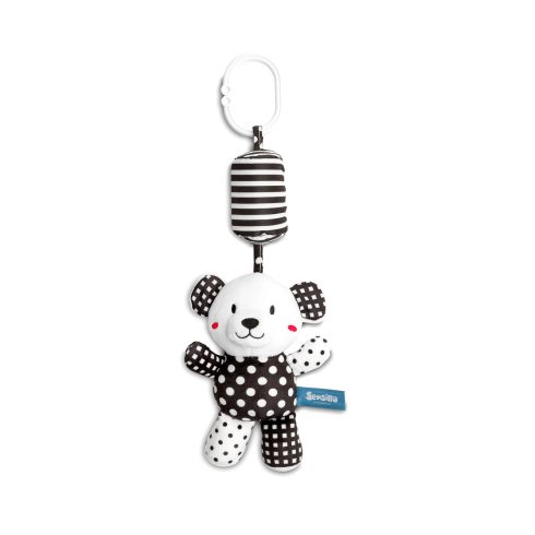 Sensillo plüss csörgő babakocsira fekete/fehér maci