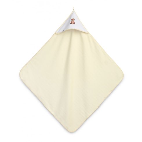 Kapucnis fürdőlepedő 100*100 cm bézs/fehér - szarvas