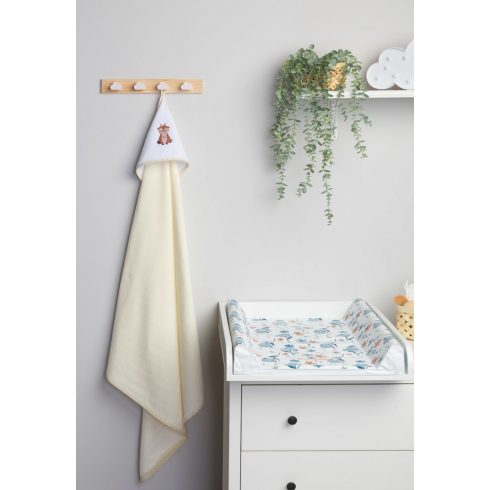 Kapucnis fürdőlepedő 100*100 cm bézs/fehér - szarvas