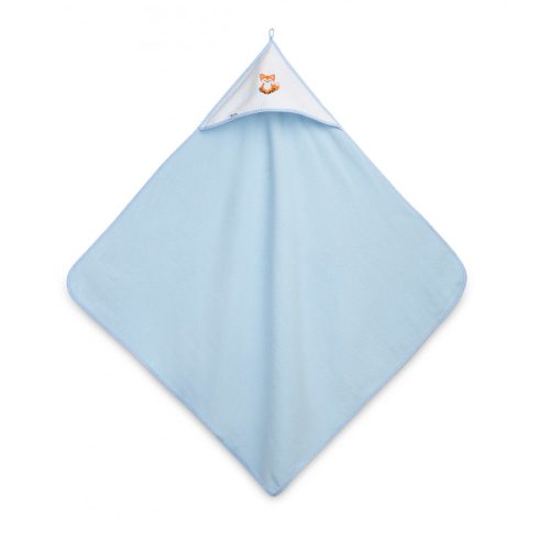 Kapucnis fürdőlepedő 100*100 cm kék/fehér - róka 