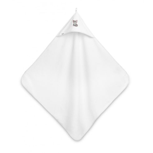 Kapucnis fürdőlepedő 100*100 cm fehér - farkas