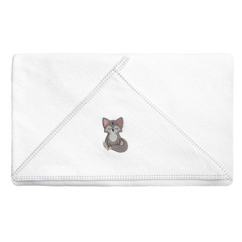 Kapucnis fürdőlepedő 100*100 cm fehér - farkas