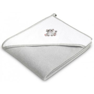   Kapucnis fürdőlepedő 100*100 cm szürke/fehér - mosómaci