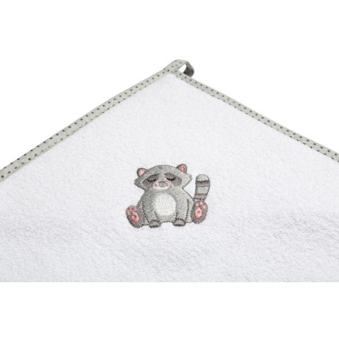 Kapucnis fürdőlepedő 100*100 cm szürke/fehér - mosómaci