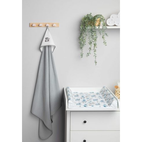 Kapucnis fürdőlepedő 100*100 cm szürke/fehér - mosómaci