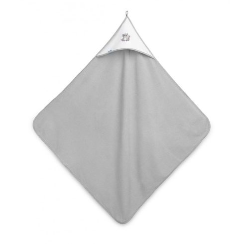 Kapucnis fürdőlepedő 100*100 cm szürke/fehér - mosómaci