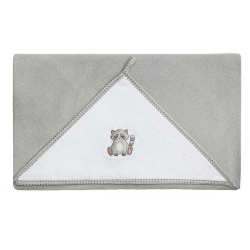 Kapucnis fürdőlepedő 100*100 cm szürke/fehér - mosómaci