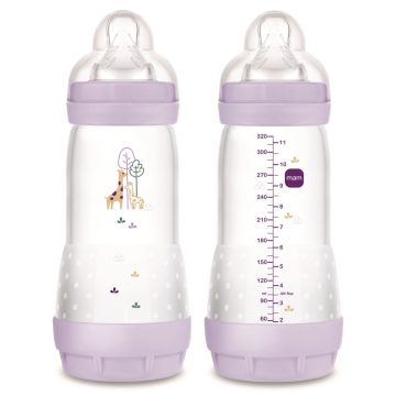 Mam Anti-Colic Matt  cumisüveg 320 ml  4hó+ Lila zsiráf
