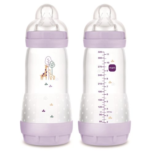Mam Anti-Colic Matt  cumisüveg 320 ml  4hó+ Lila zsiráf