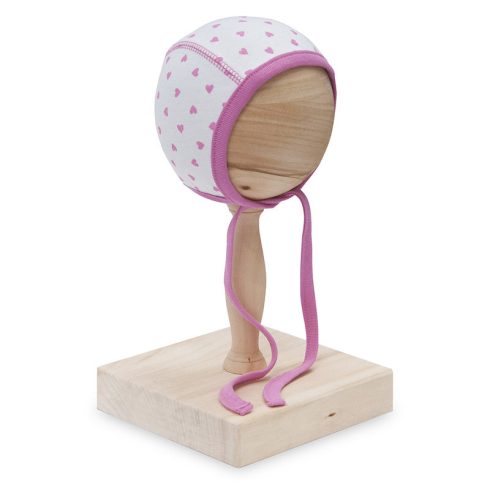 Scamp Újszülött sapka 56 -os - Rózsaszín szívecskés