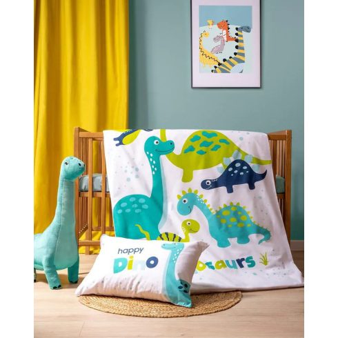 Bambusz ágynemű huzat 90*120 cm - Happy dinó 