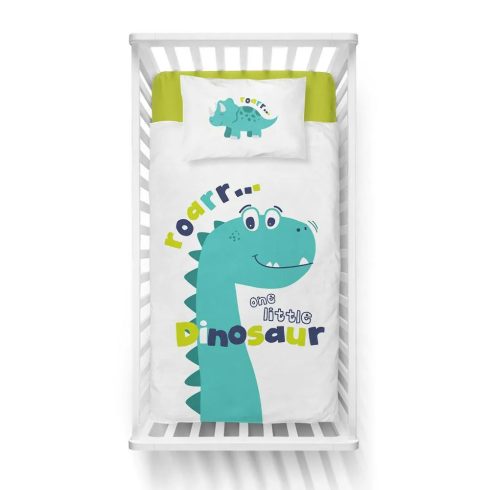 Pamut ágynemű huzat 90*120 cm - Hello Dinno! türkiz 