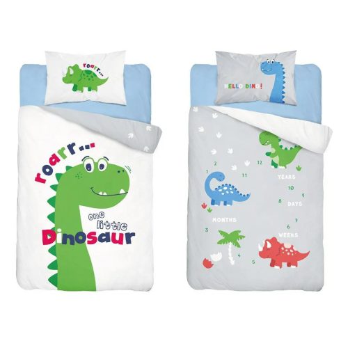 Pamut ágynemű huzat 90*120 cm - Hello Dinno! zöld