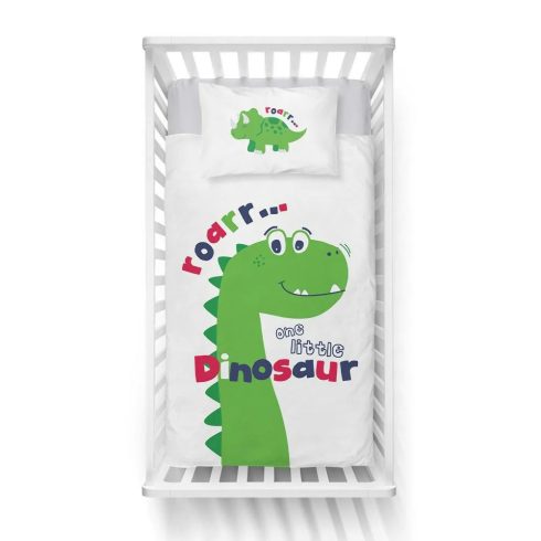 Pamut ágynemű huzat 90*120 cm - Hello Dinno! zöld