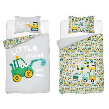 Pamut ágynemű huzat 90*120 cm - zöld markoló 