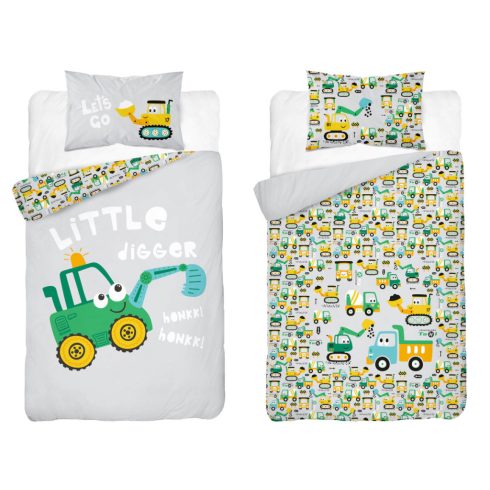 Pamut ágynemű huzat 90*120 cm - zöld markoló 