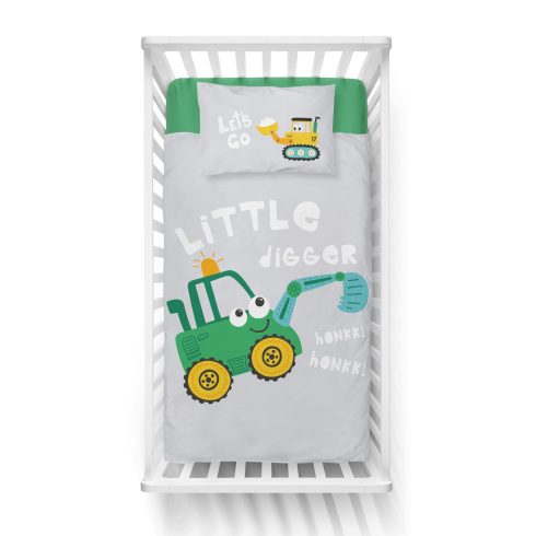 Pamut ágynemű huzat 90*120 cm - zöld markoló 