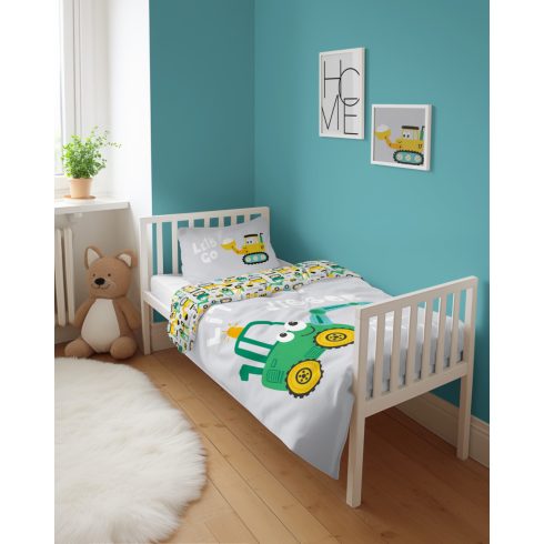 Pamut ágynemű huzat 90*120 cm - zöld markoló 