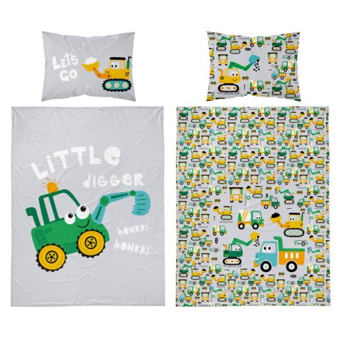 Pamut ágynemű huzat 90*120 cm - zöld markoló 