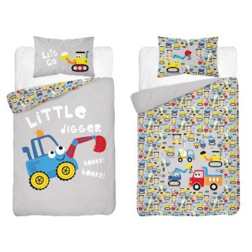 Pamut ágynemű huzat 90*120 cm - kék markoló