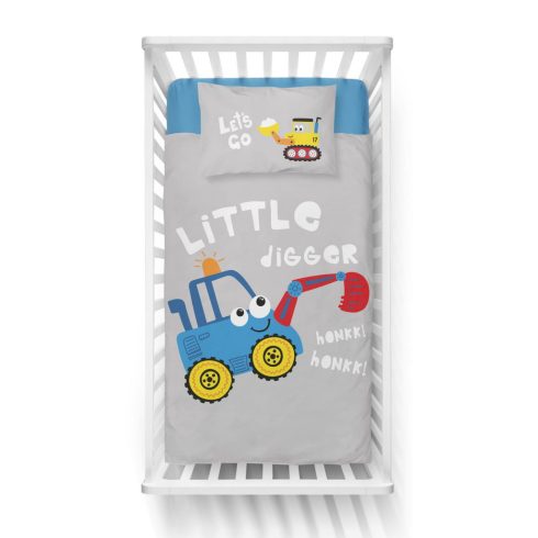 Pamut ágynemű huzat 90*120 cm - kék markoló