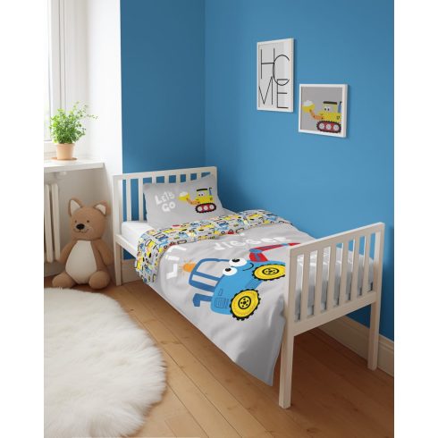 Pamut ágynemű huzat 90*120 cm - kék markoló