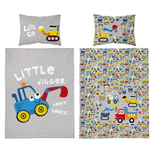 Pamut ágynemű huzat 90*120 cm - kék markoló