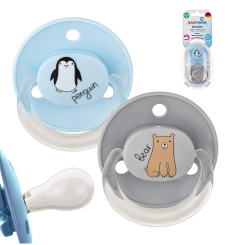 Baby-Nova cseresznye alakú szilikon cumi 2 db pingvin/maci 0-24 hó 