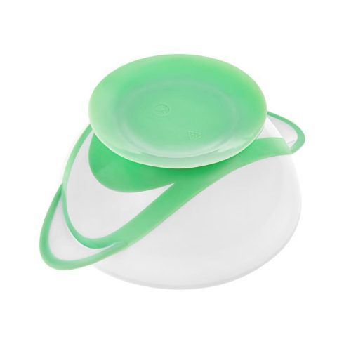 Akuku tapadós fedeles tányér kanállal - zöld 